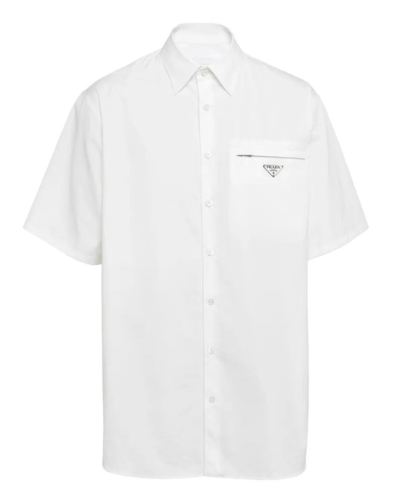 Prada Kurzärmliges Hemd Aus Baumwolle, Herren, Weiss, Größe Weiss