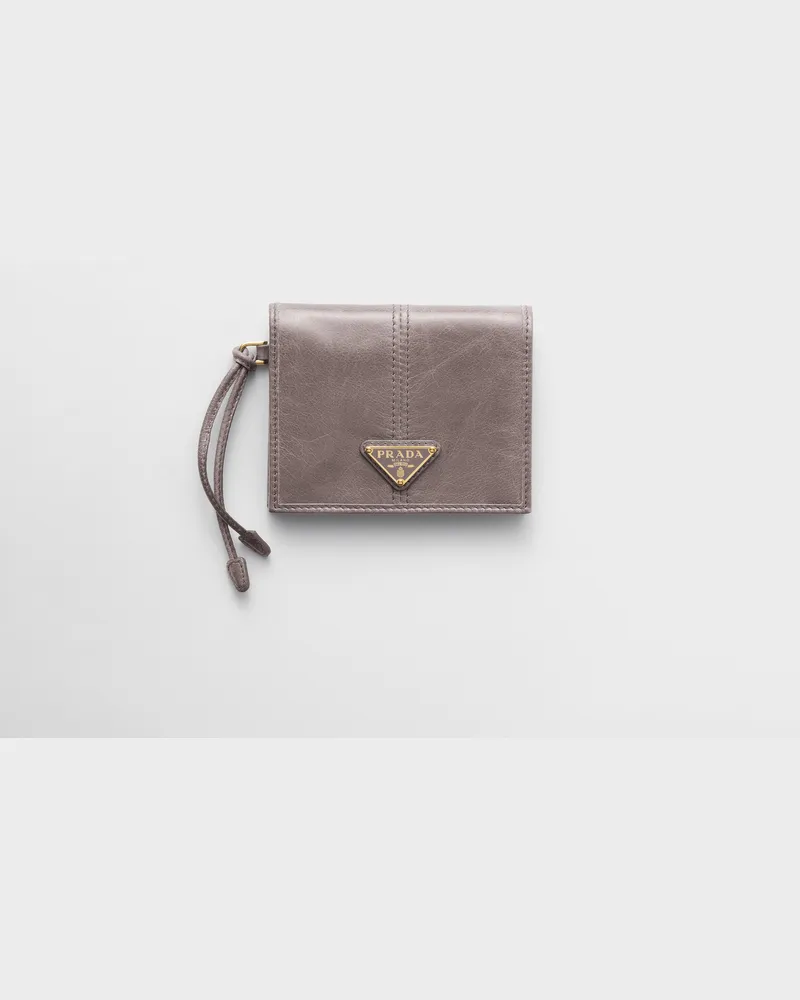 Prada Kleine Geldbörse aus Leder Dunkelgrau
