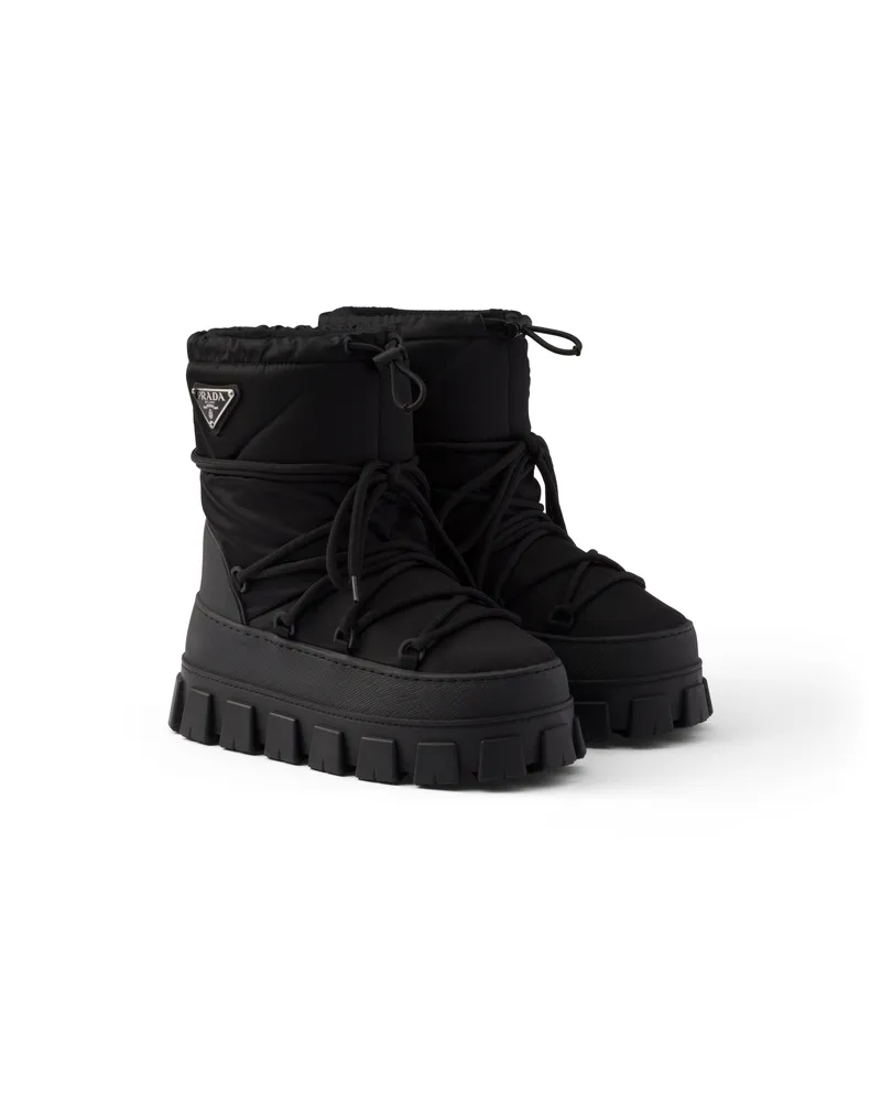 Prada Après-ski-stiefel Aus Gabardine Re-nylon , Damen, Schwarz, Größe Schwarz