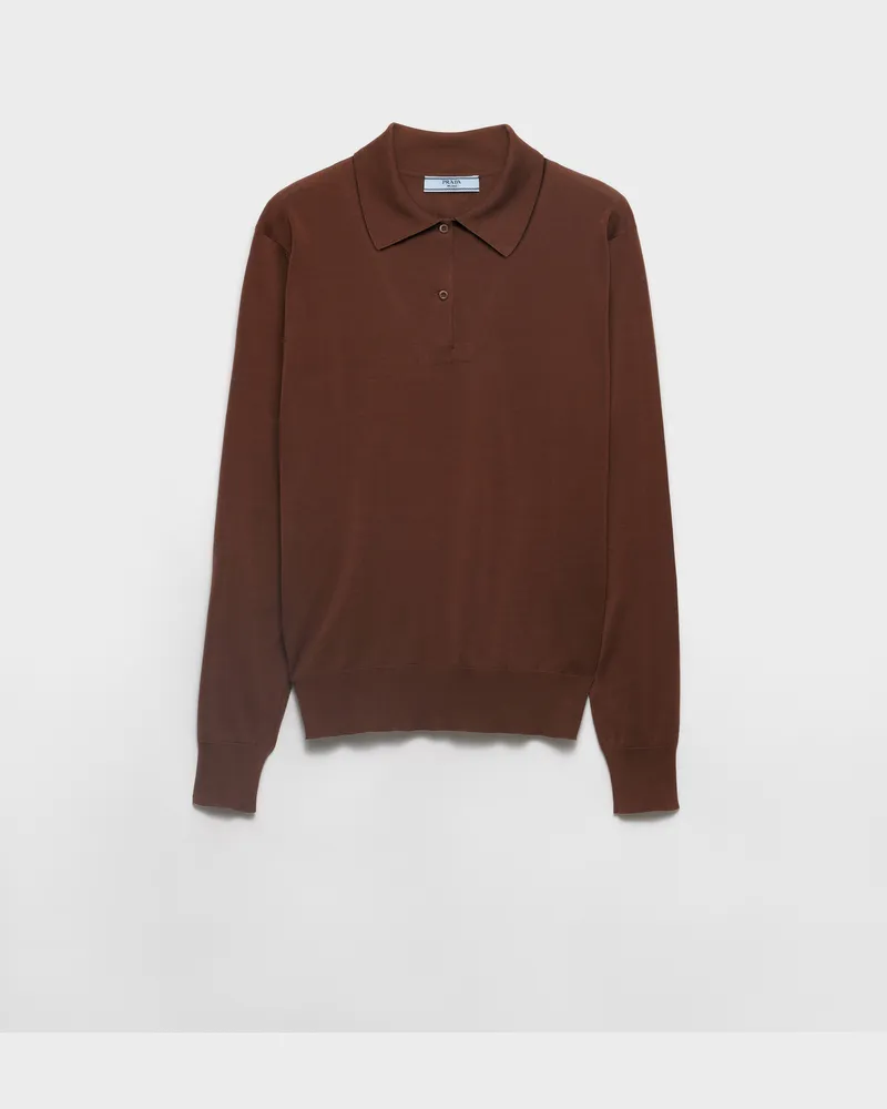 Prada Polo-Pullover aus Baumwolle Kakaobraun