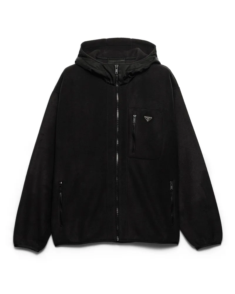 Prada Blousonjacke Aus Fleece, Herren, Schwarz, Größe Schwarz