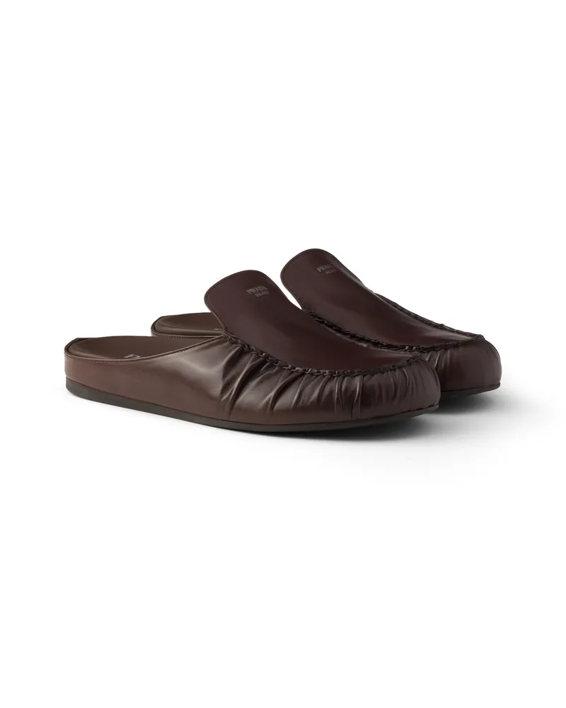 Prada Mules Aus Leder, Herren, Sienna, Größe 10 Sienna
