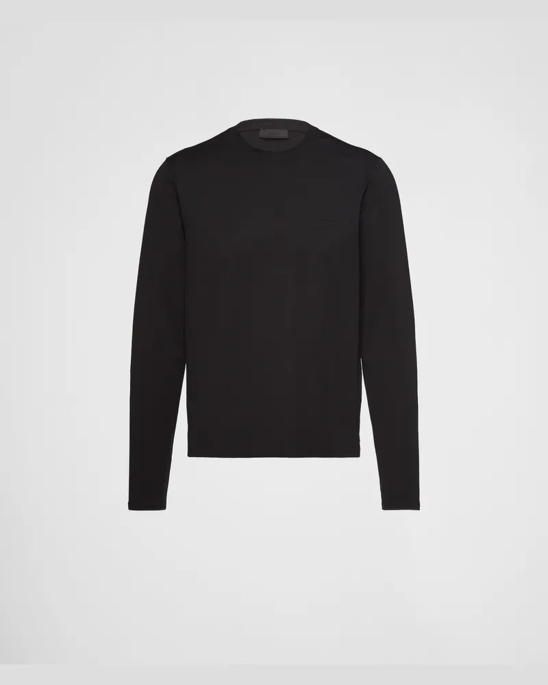 Prada T-Shirt aus Stretch-Baumwolle Schwarz