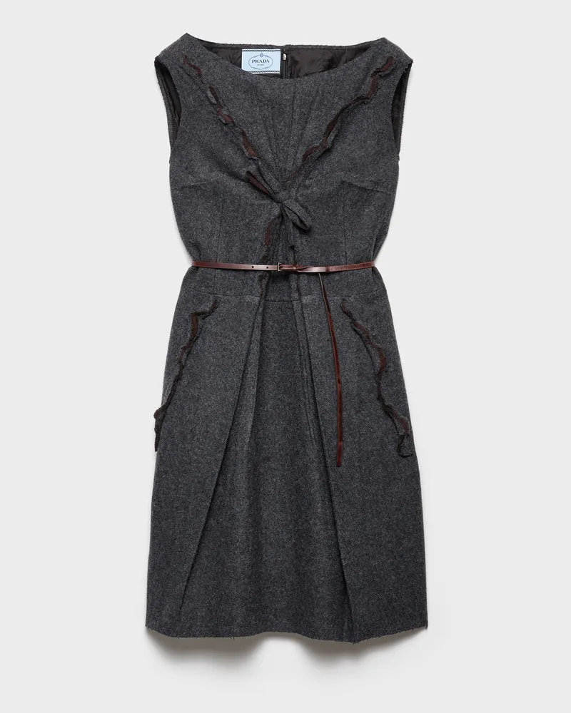 Prada Kleid aus Shetlandwolle Schiefergrau