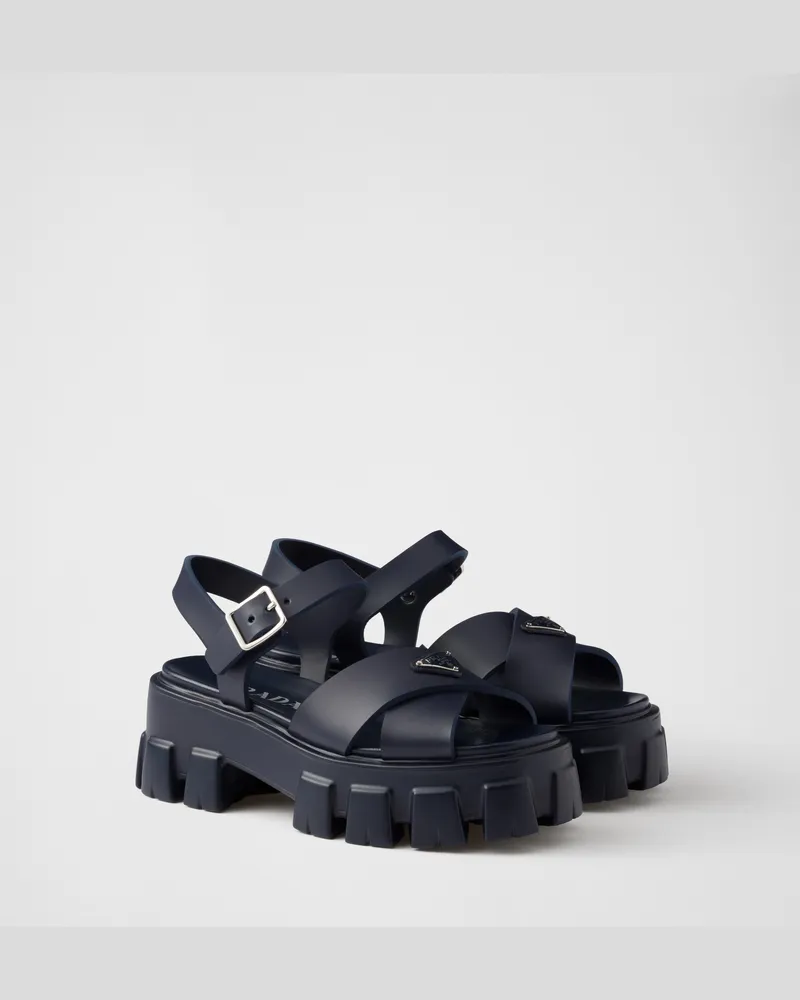 Prada Monolith Sandalen aus Gummi Blau