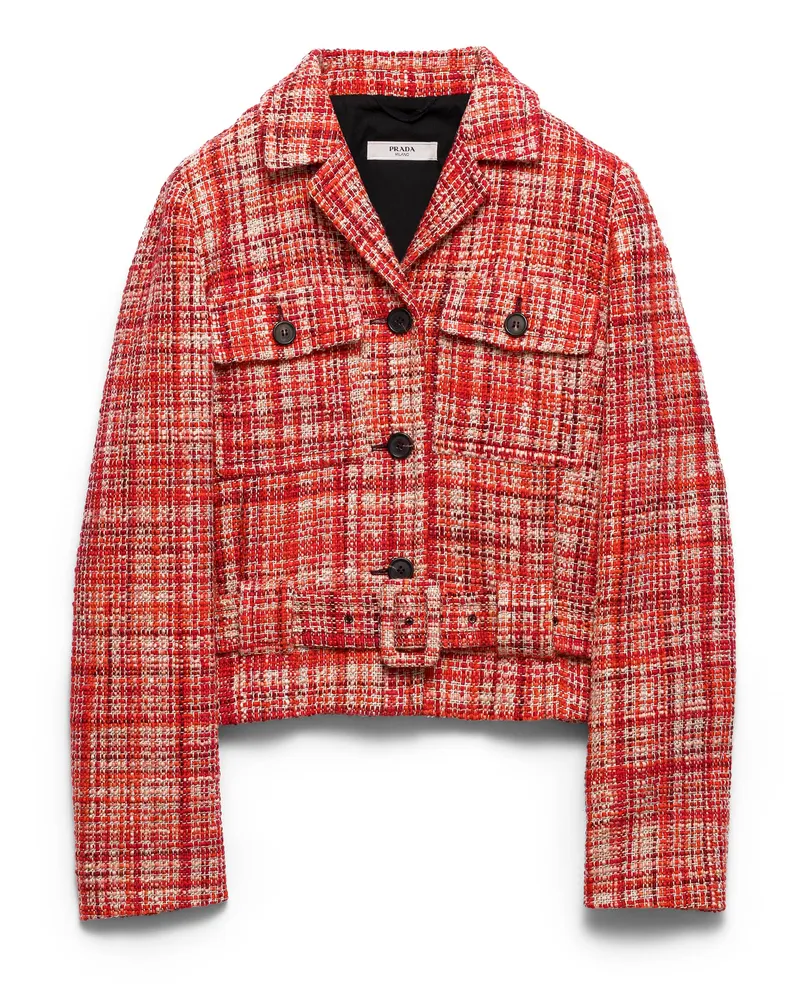 Prada Einreihige Jacke Aus Tweed, Damen, Rot, Größe Rot