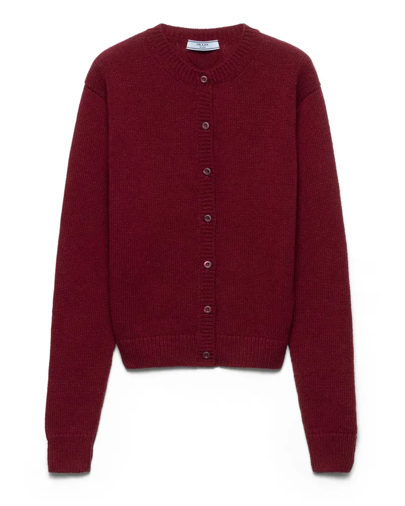 Prada Strickjacke Aus Kaschmir, Damen, Amaranthrot, Größe Amaranthrot