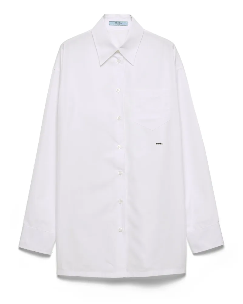 Prada Hemd Aus Popeline, Damen, Weiss, Größe Weiss