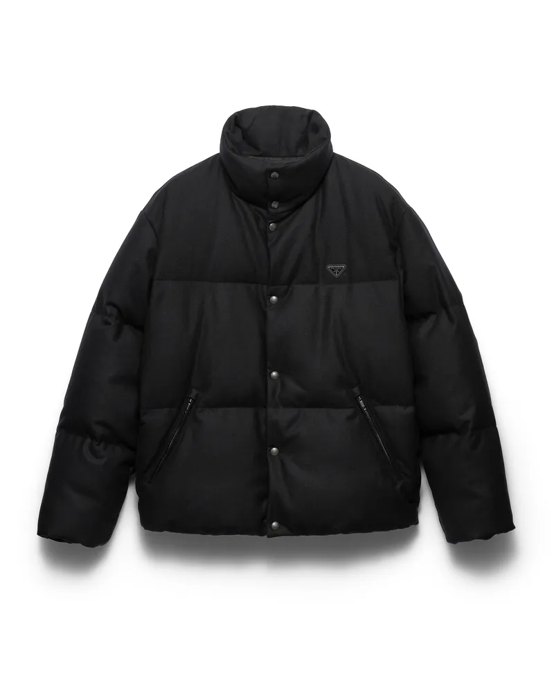 Prada Daunenjacke Aus Mittelschwerer Re-wool, Herren, Schwarz, Größe Schwarz