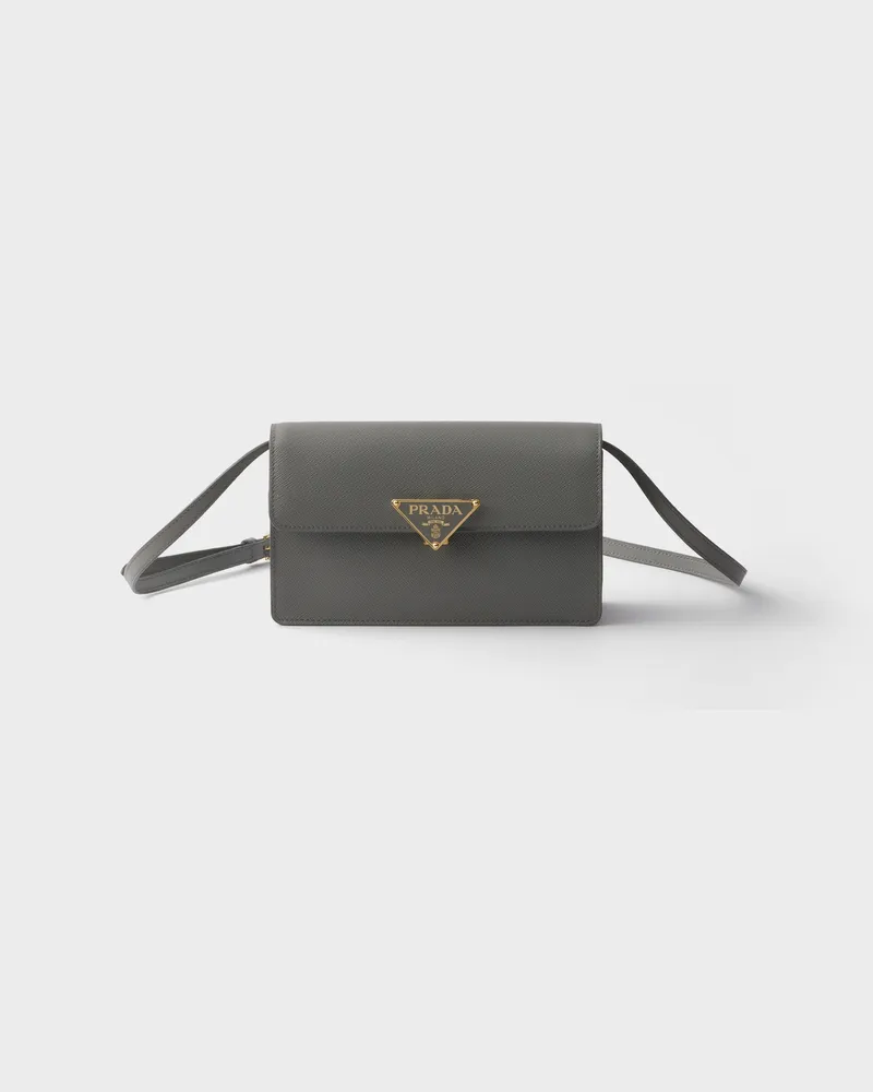 Prada Mini Bag aus Saffiano-Leder Schiefergrau
