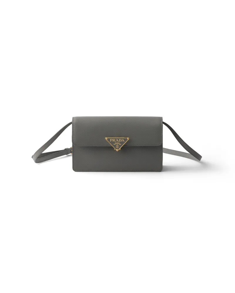 Prada Mini Bag Aus Saffiano-leder, Damen, Schiefergrau Schiefergrau