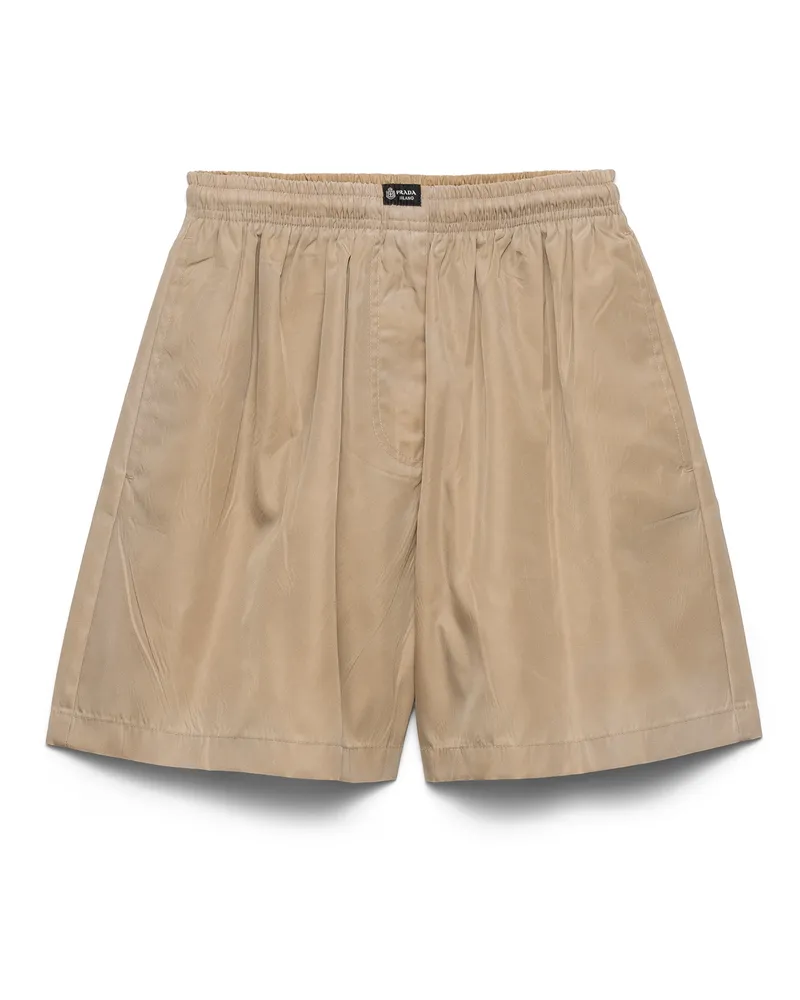 Prada Shorts Aus Gewaschenem Re-nylon, Damen, Kamelbraun, Größe Kamelbraun