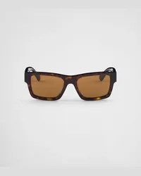 Prada Sonnenbrille mit ikonischer Plakette aus Metall Orangefarbene