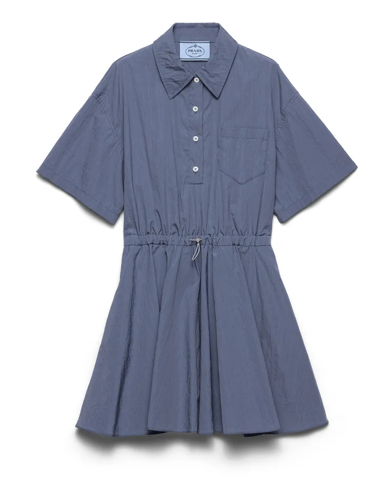 Prada Kurzärmliges Kleid Aus Technischem Pongé, Damen, Fliegerblau, Größe Fliegerblau