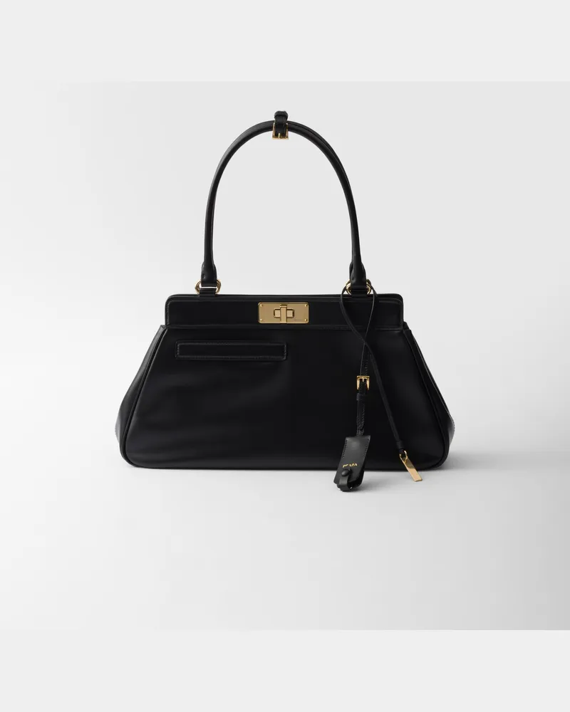 Prada Mittelgroße Tote Bag aus Leder Schwarz