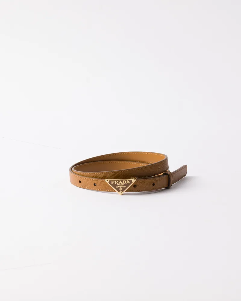 Prada Gürtel Aus Saffiano-leder, Damen, Karamell, Größe Karamell