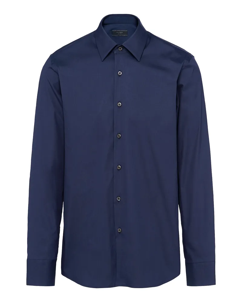 Prada Hemd Aus Stretch-baumwolle, Herren, Blau, Größe Blau