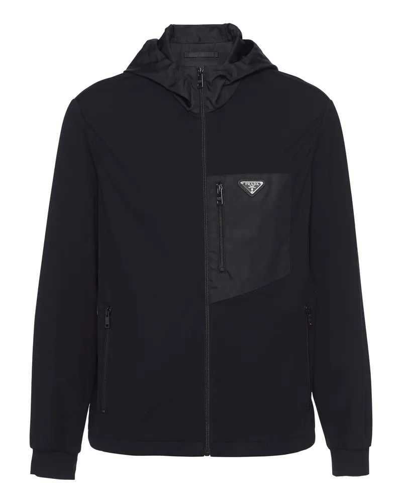 Prada Strickjacke Aus Technischer Baumwolle Und Re-nylon, Herren, Schwarz, Größe Schwarz