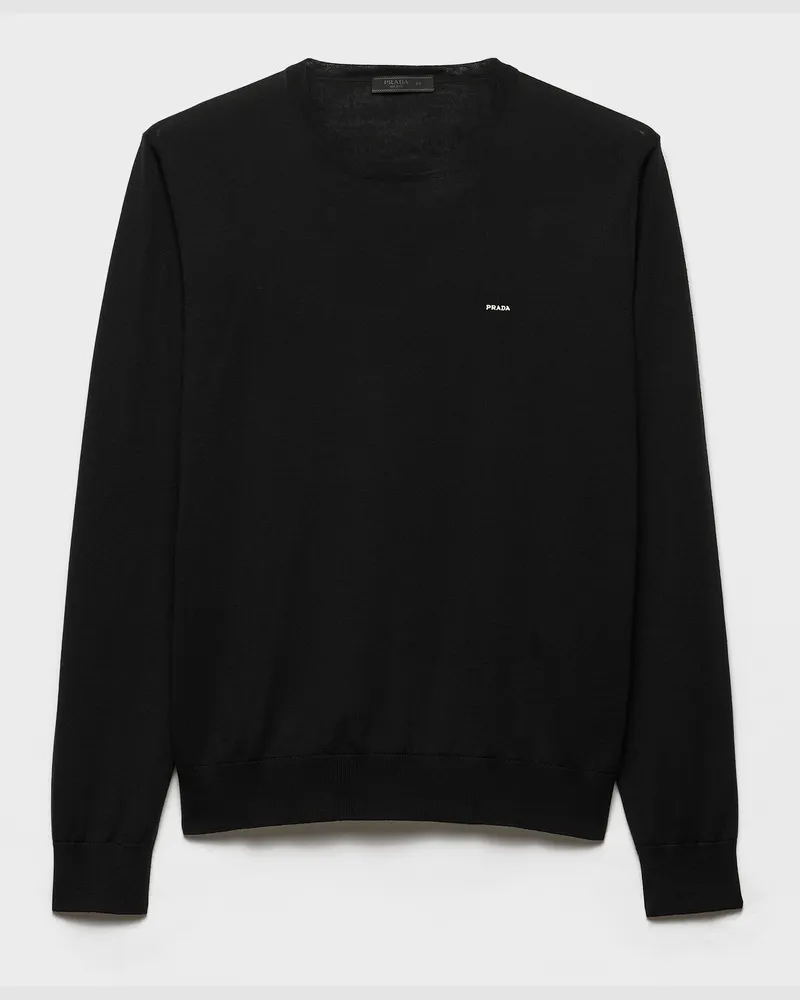 Prada Rundhalspullover aus Superfine-Wool Schwarz
