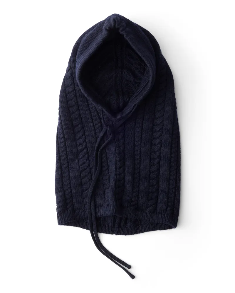 Prada Balaklava Aus Wolle, Damen, Blau Blau