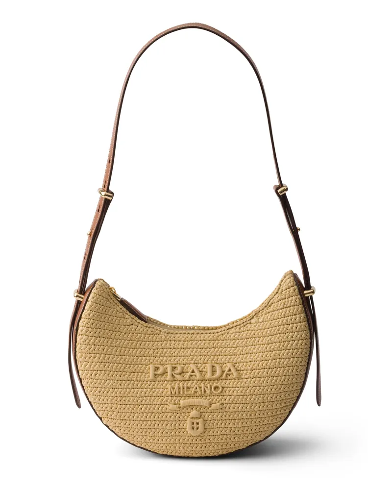 Prada Arqué Kleine Häkeltasche Und Tasche Aus Leder, Damen, Beige/cognac Beige