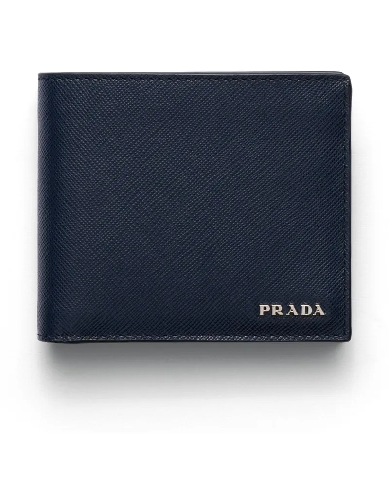 Prada Saffiano Leder Brieftasche Mit Münzfach, Herren, Ostseeblau/marmorgrau Ostseeblau