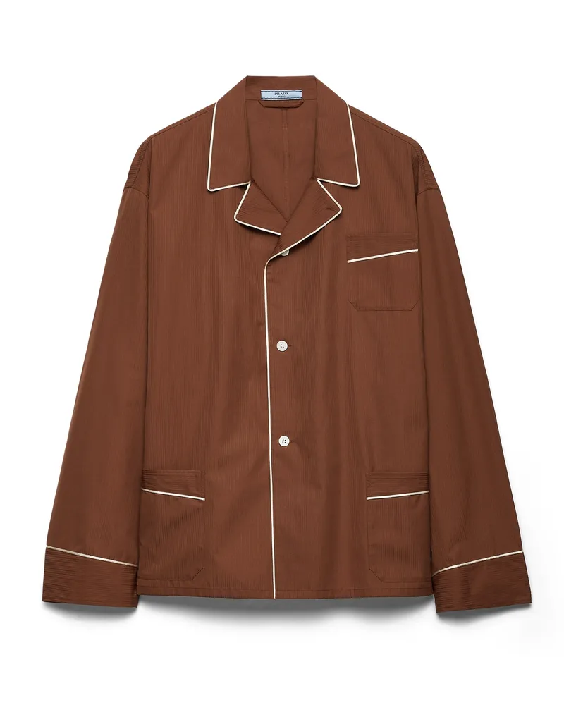 Prada Hemd Aus Baumwolle, Damen, Tabak, Größe Tabak