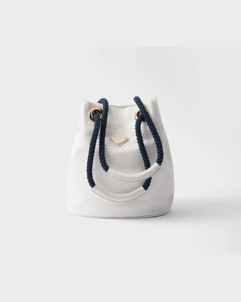 Prada Kleine  Mariner Bucket Bag aus Re-Nylon Weiss