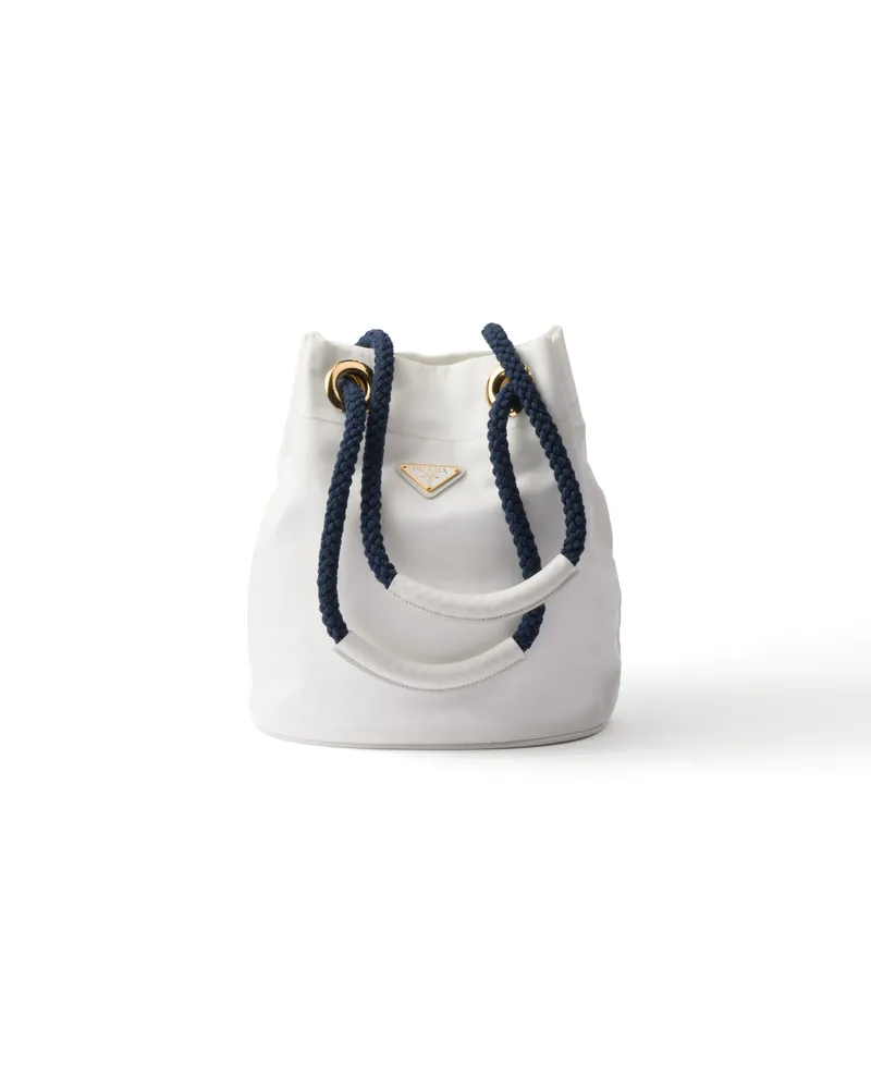Prada Kleine  Mariner Bucket Bag Aus Re-nylon, Damen, Weiss/ostseeblau Weiss