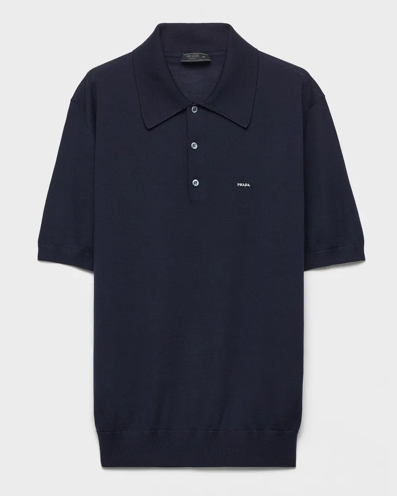Prada Poloshirt aus Superfine-Wool Blau