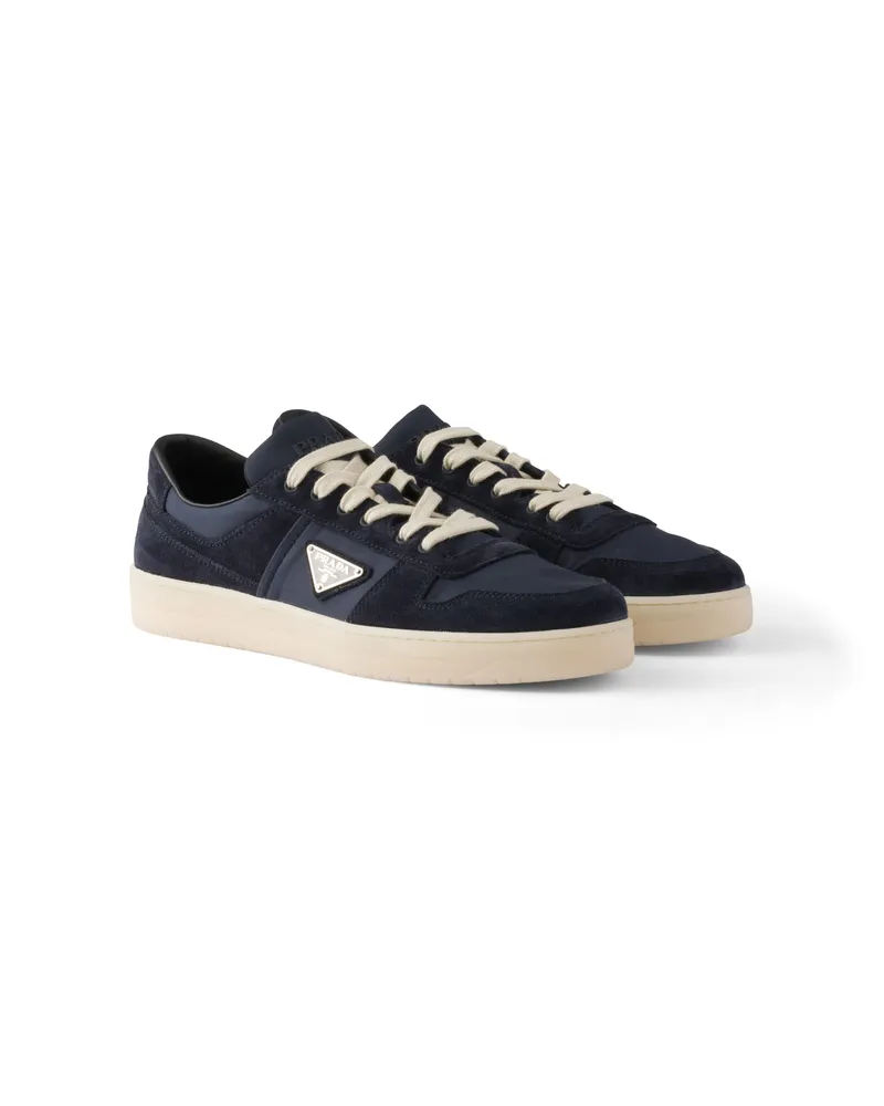 Prada Downtown Sneaker Aus Re-nylon Und Wildleder, Herren, Blau, Größe 6,5 Blau