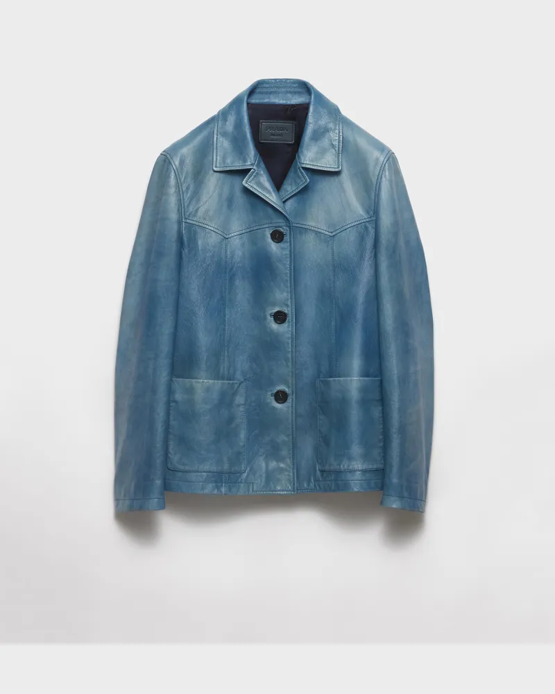 Prada Jacke aus Nappa-Leder Fliegerblau