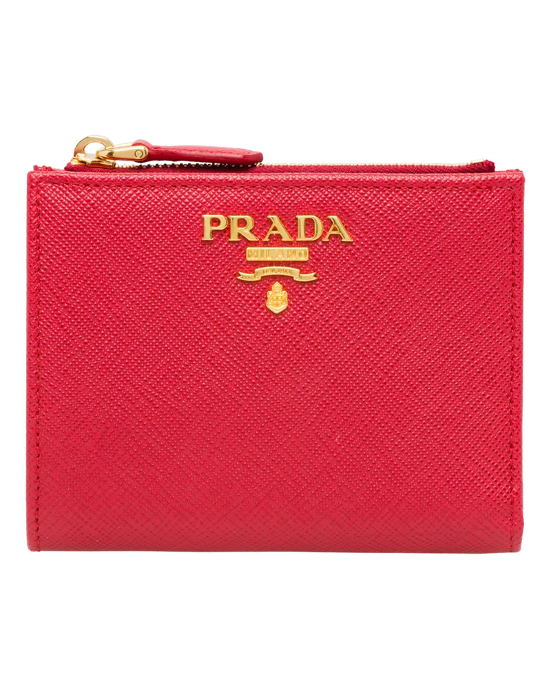Prada Geldbeutel aus Saffiano Leder Feuerrot