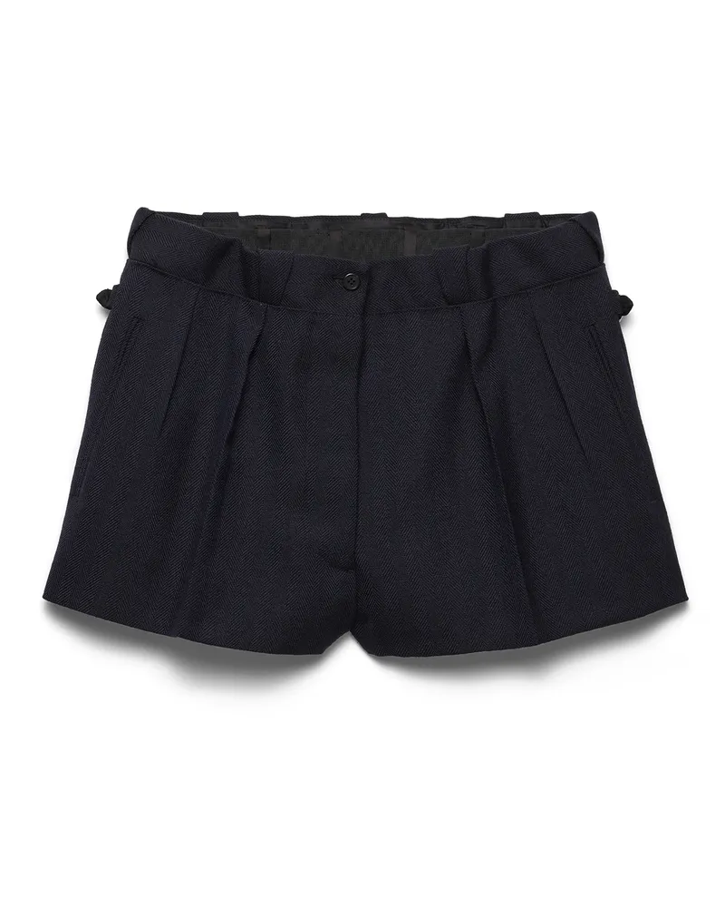 Prada Shorts Aus Chevron-wolle, Damen, Blau, Größe Blau