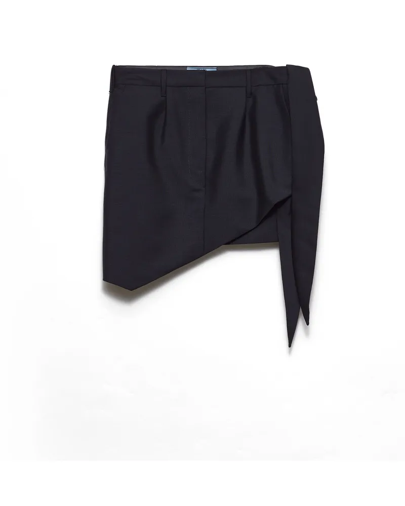 Prada Minirock Aus Kid Mohair, Damen, Blau, Größe Blau