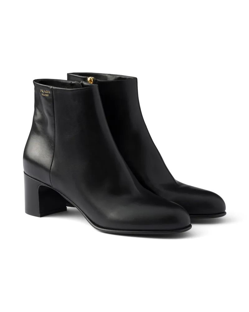 Prada Stiefeletten Aus Leder, Damen, Schwarz, Größe Schwarz