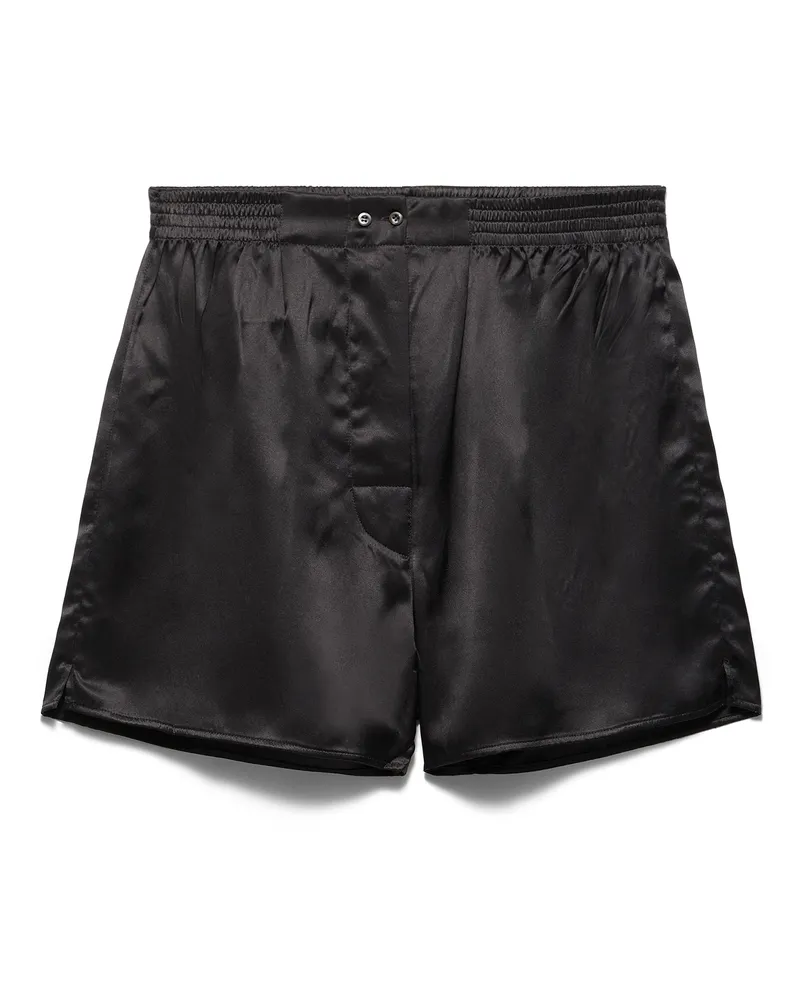 Prada Shorts Aus Satin Im Vintage-look, Damen, Schwarz, Größe 4 Schwarz