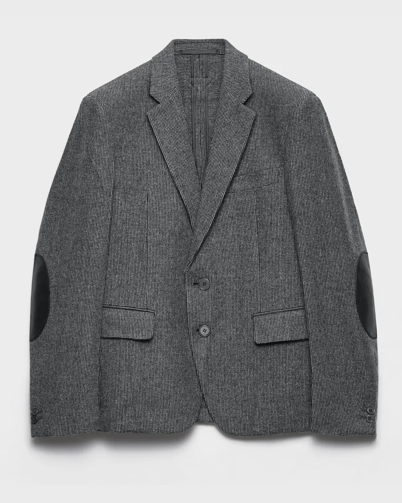 Prada Einreihige Jacke aus Wolle Schiefergrau