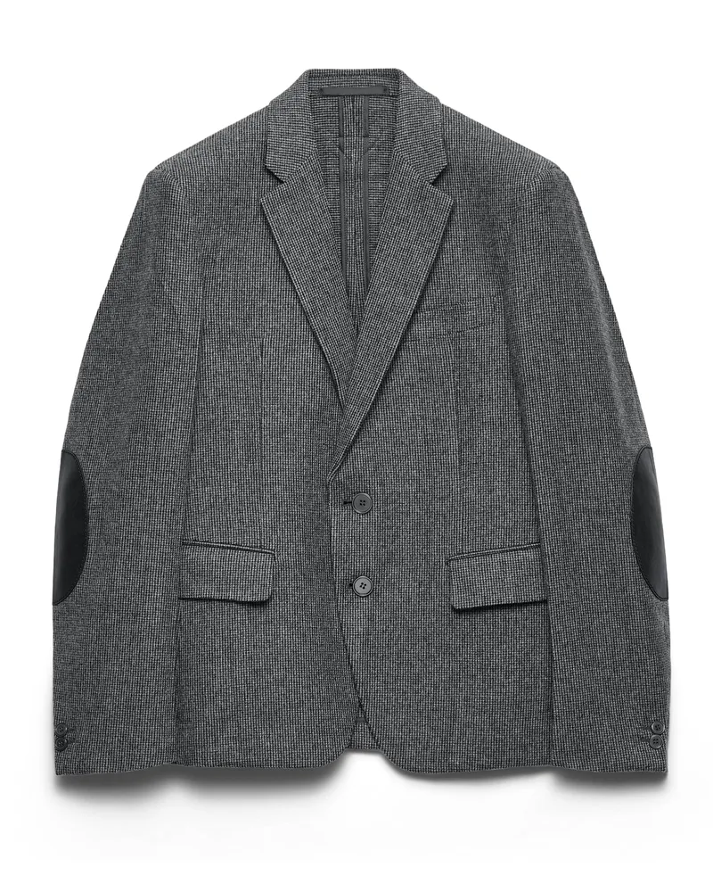 Prada Einreihige Jacke Aus Wolle, Herren, Schiefergrau, Größe Schiefergrau