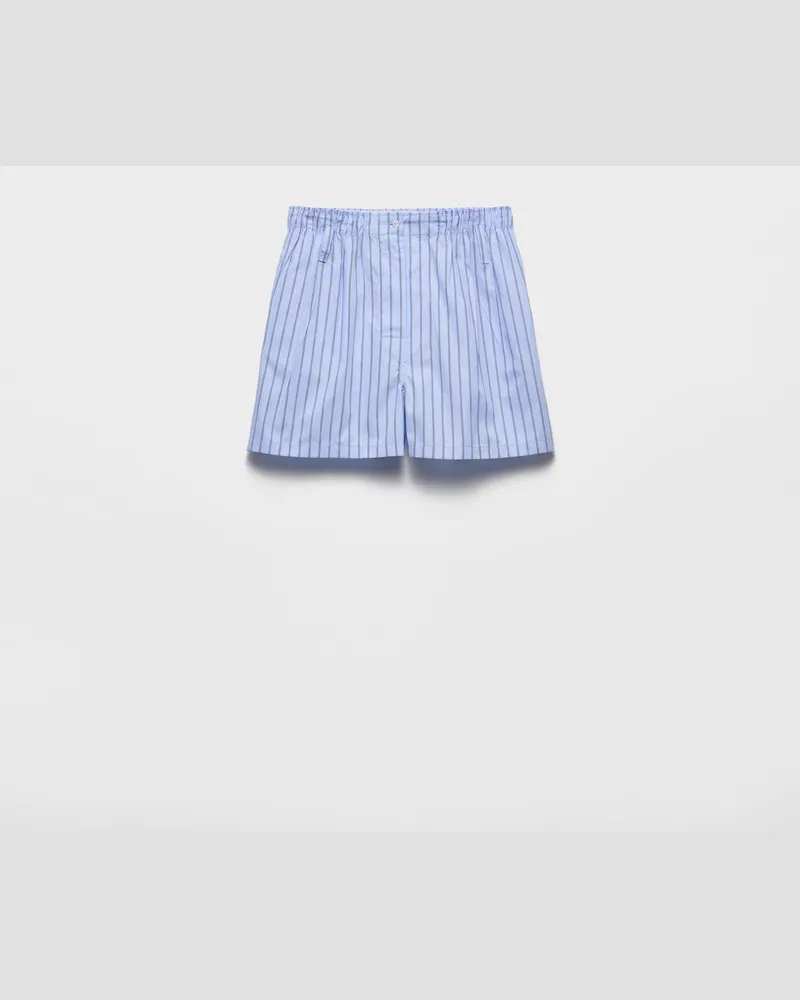 Prada Gestreifte Bermudas aus Popeline Astro-grau