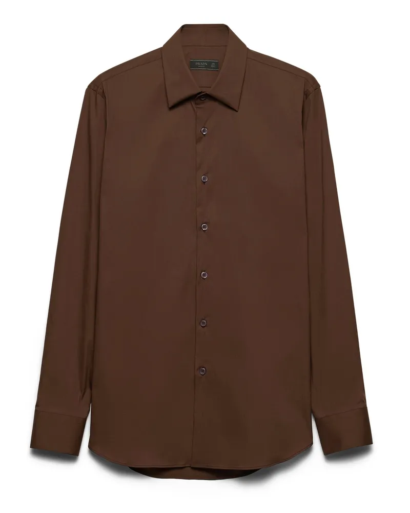 Prada Hemd Aus Stretch-baumwolle, Herren, Ebenholz, Größe Ebenholz