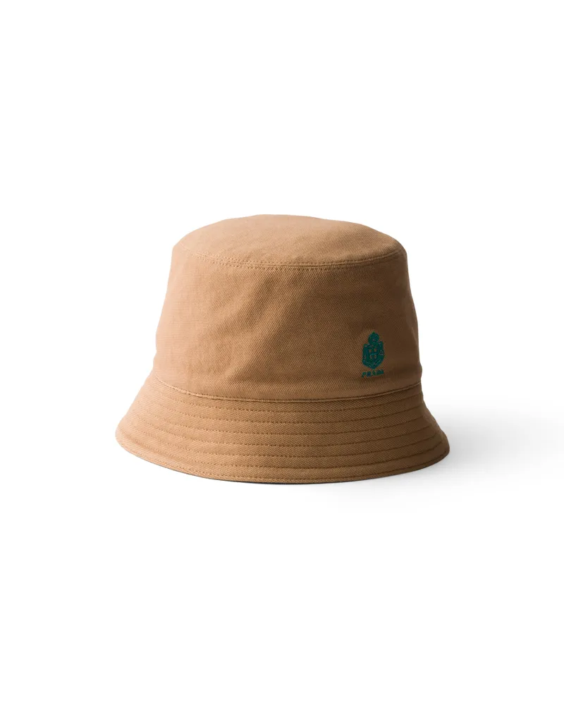 Prada Alter Fischerhut Aus Piqué, Damen, Khaki, Größe Khaki