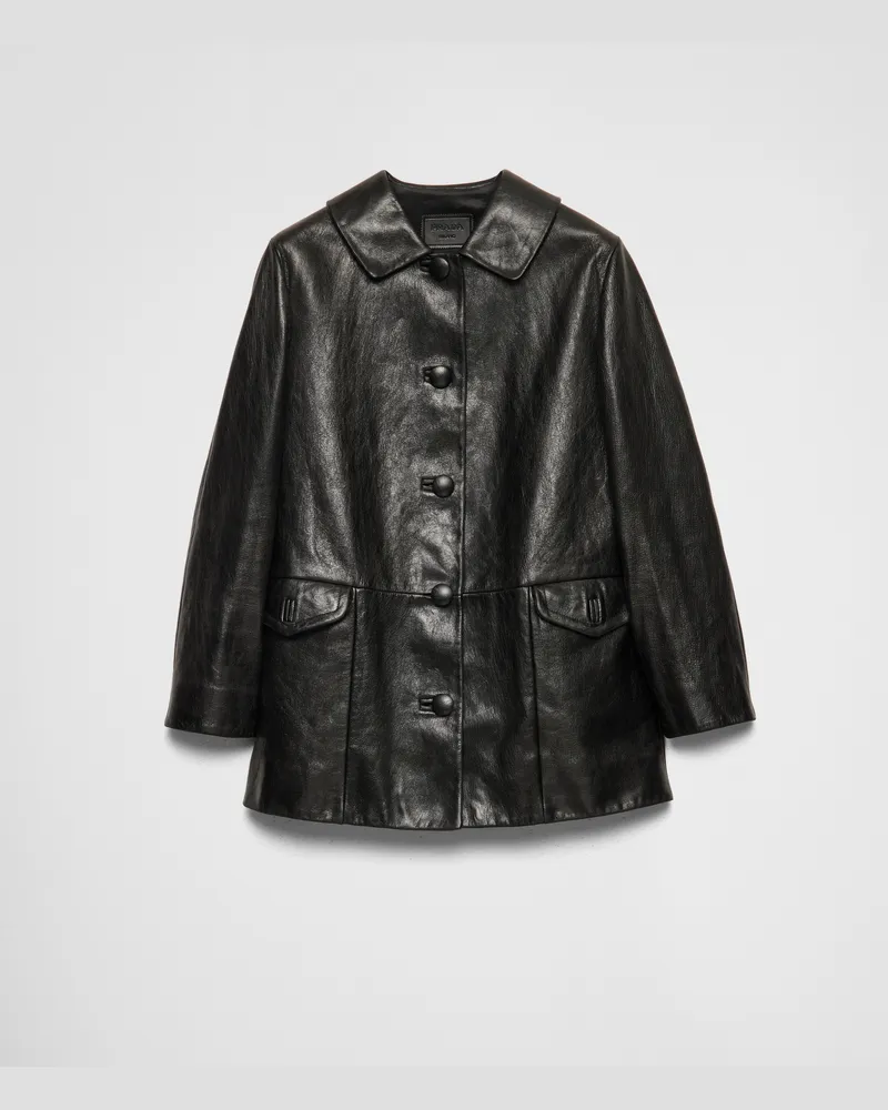 Prada Cabanjacke aus Leder Schwarz