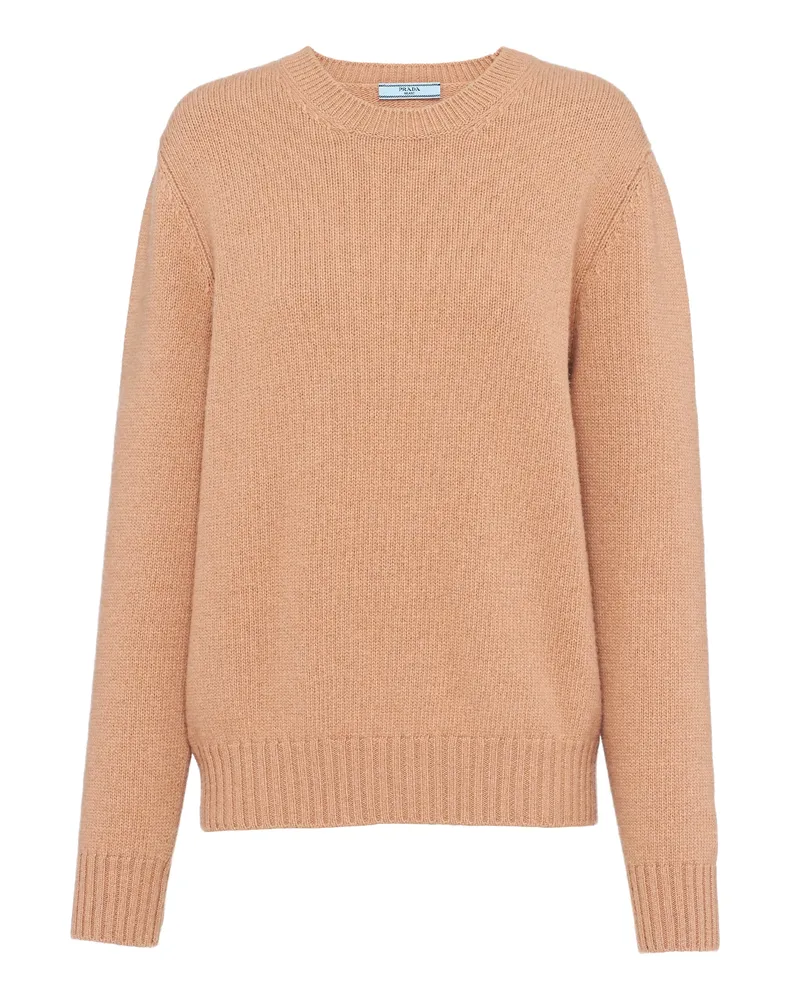 Prada Rundhalspullover Aus Wolle Und Kaschmir, Damen, Kamelbraun, Größe Kamelbraun