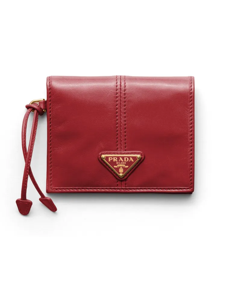 Prada Kleine Geldbörse Aus Leder, Damen, Rot Rot