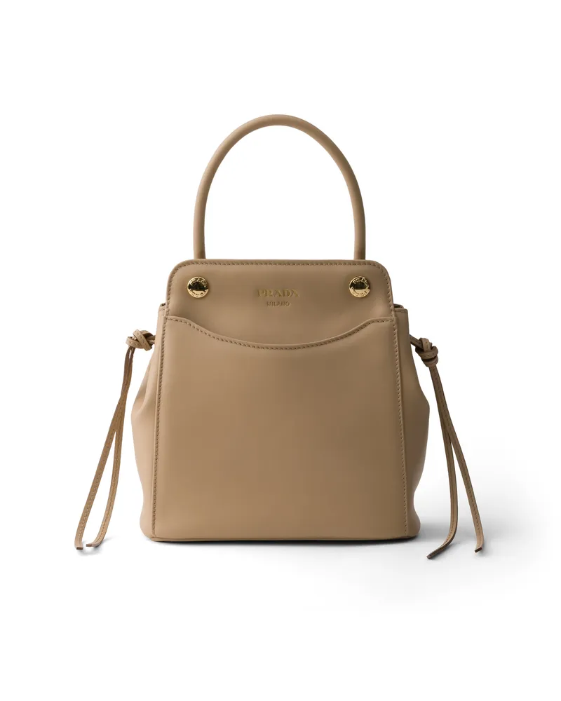 Prada Carry Mini Handtasche Aus Leder, Damen, Sandbeige Sandbeige