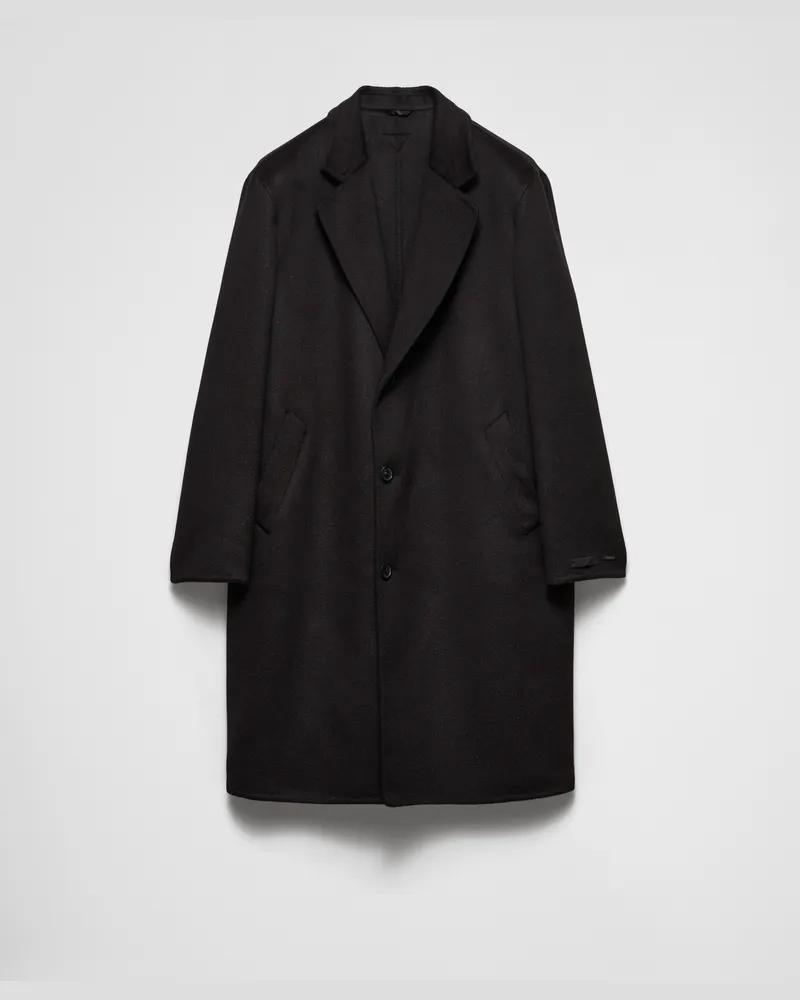 Prada Einreihiger Mantel aus Wollgemisch Schwarz