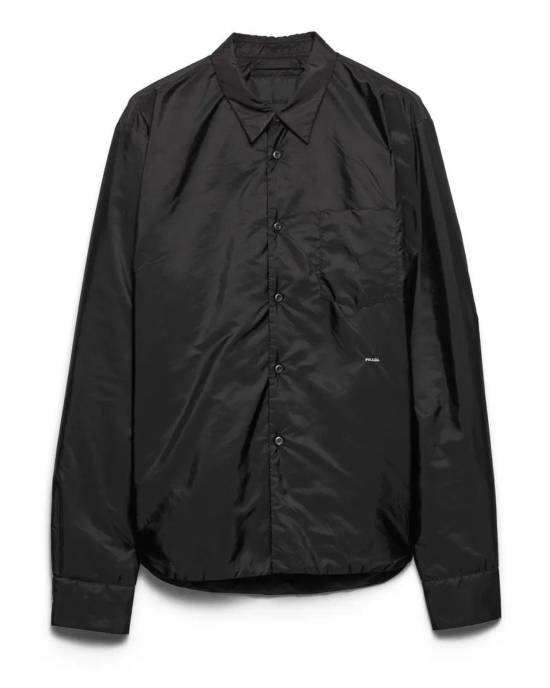 Prada Hemd Aus Re-nylon, Herren, Schwarz, Größe Schwarz