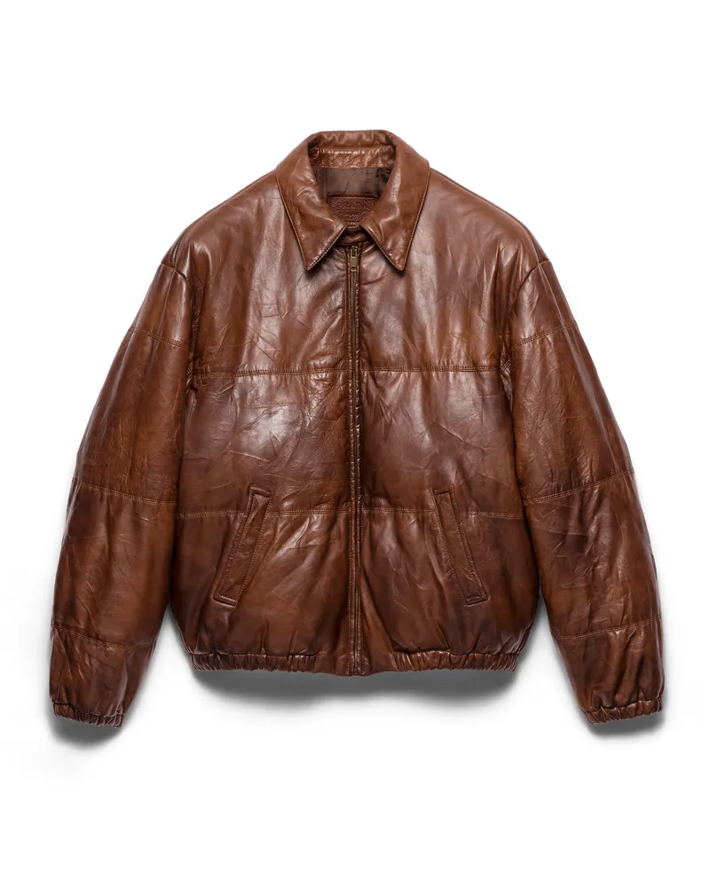 Prada Jacke Aus Nappa-leder, Herren, Brandy, Größe Brandy