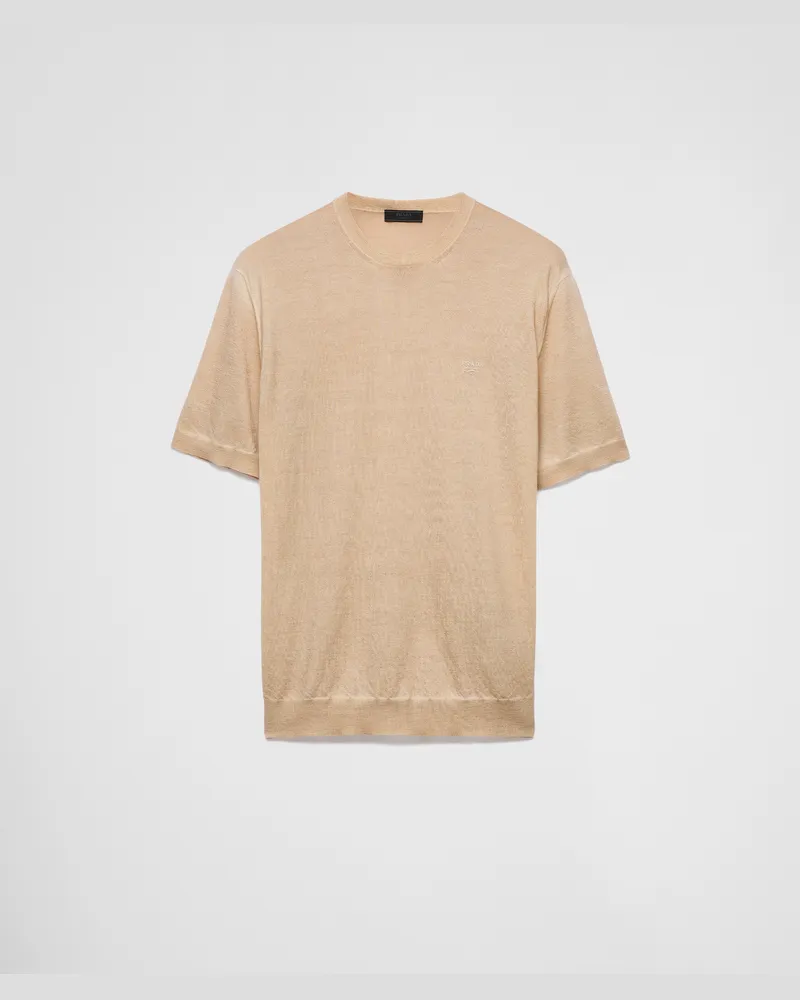 Prada Rundhalspullover aus Kaschmir Khaki